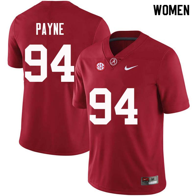 Women #94 Da'Ron Payne Alabama Crimson Tide College Football Jerseys Sale-Crimson